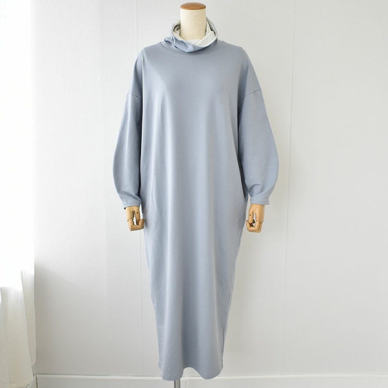  オーガニックコットン ハイネック オーバーワンピース 日本製