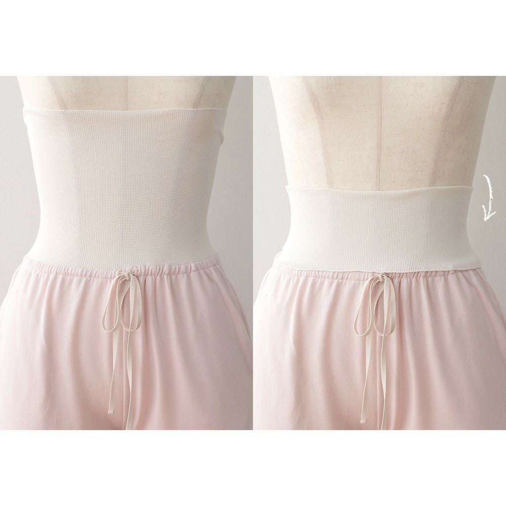 オーガニックコットン パジャマ 上下セット 日本製 トップスとシルク腹巻付きパンツ