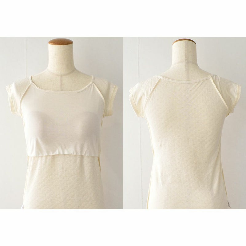 肌側シルク 外側コットン カップ付き パジャマインナー 日本製