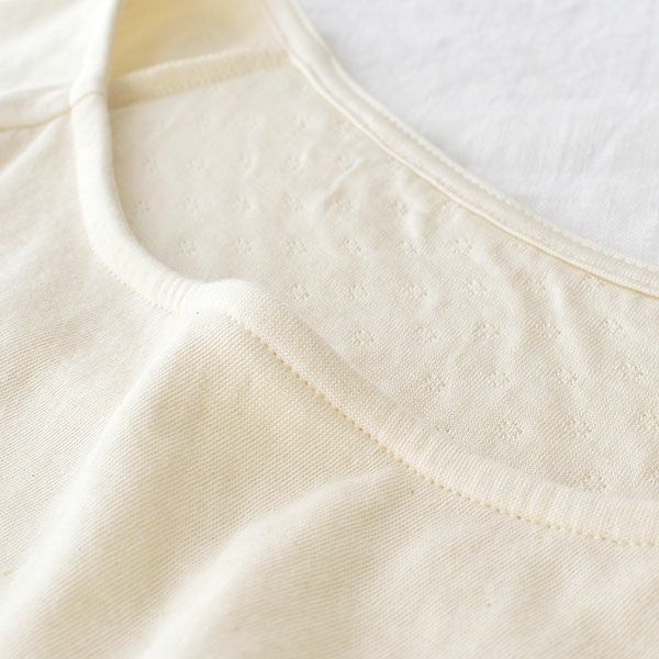 肌側シルク 外側コットン カップ付き パジャマインナー 日本製