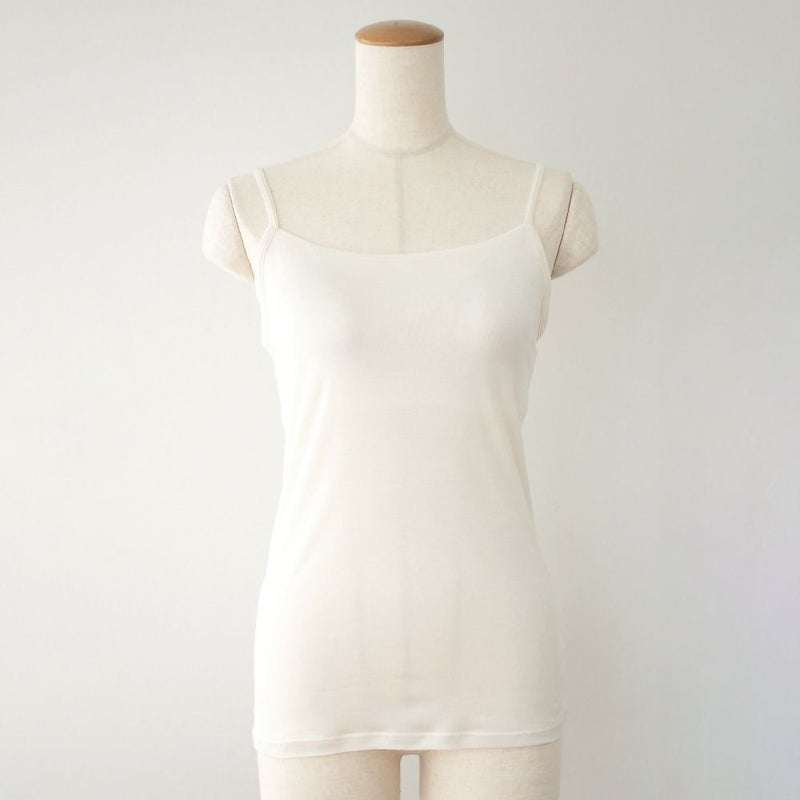 シルク100％ カップ付き キャミソール 日本製 しっかりタイプ 【ふわ肌シルク】