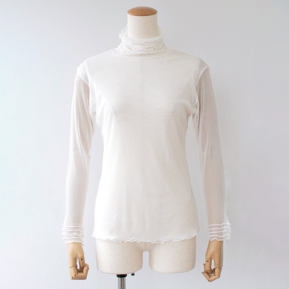 シルク100% メッシュ ハイネック 長袖インナー