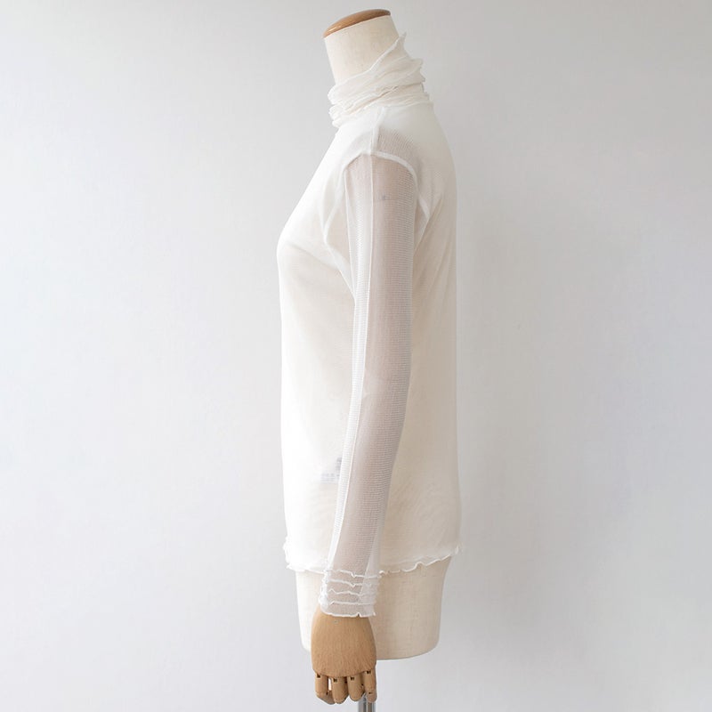 シルク100% メッシュ ハイネック 長袖インナー