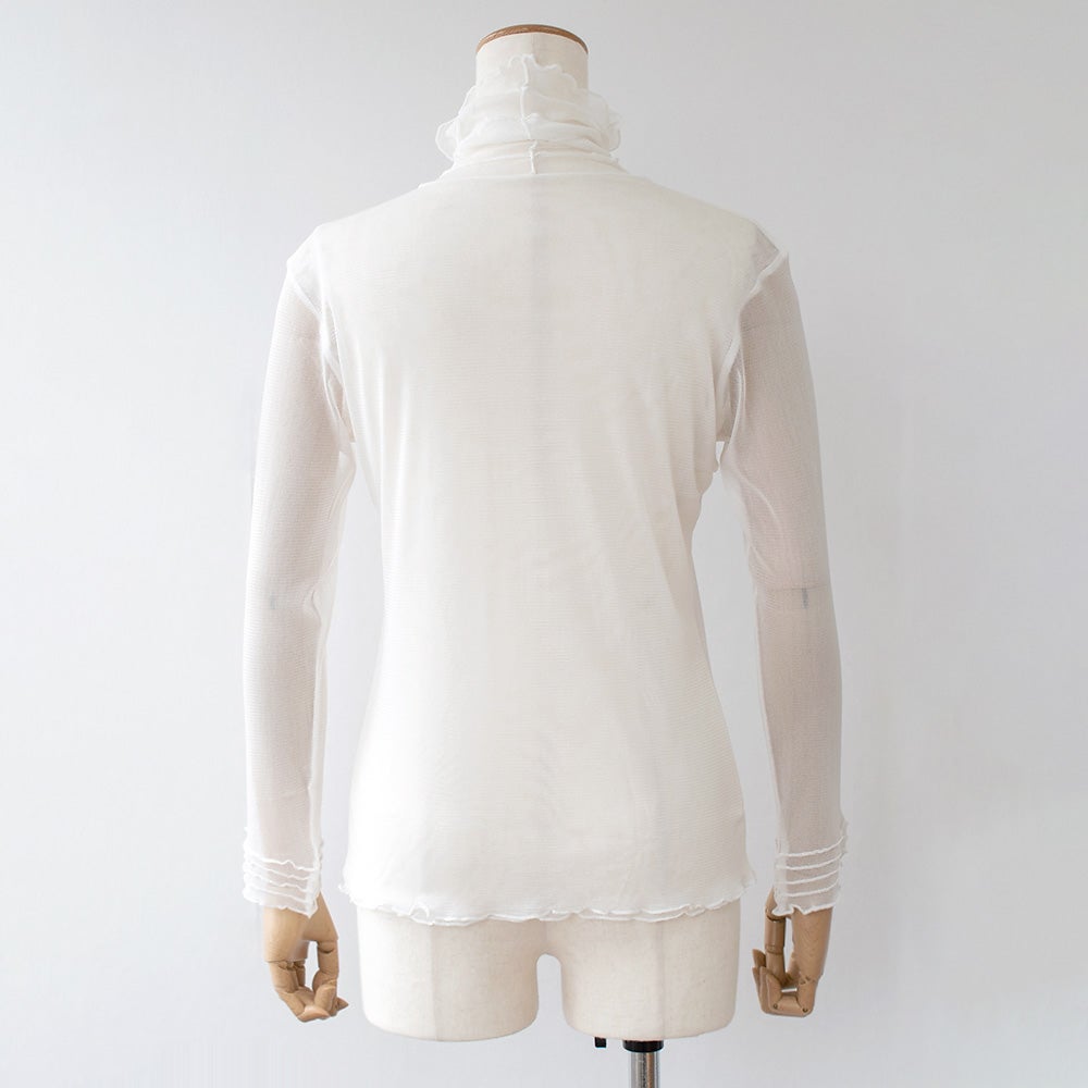 シルク100% メッシュ ハイネック 長袖インナー