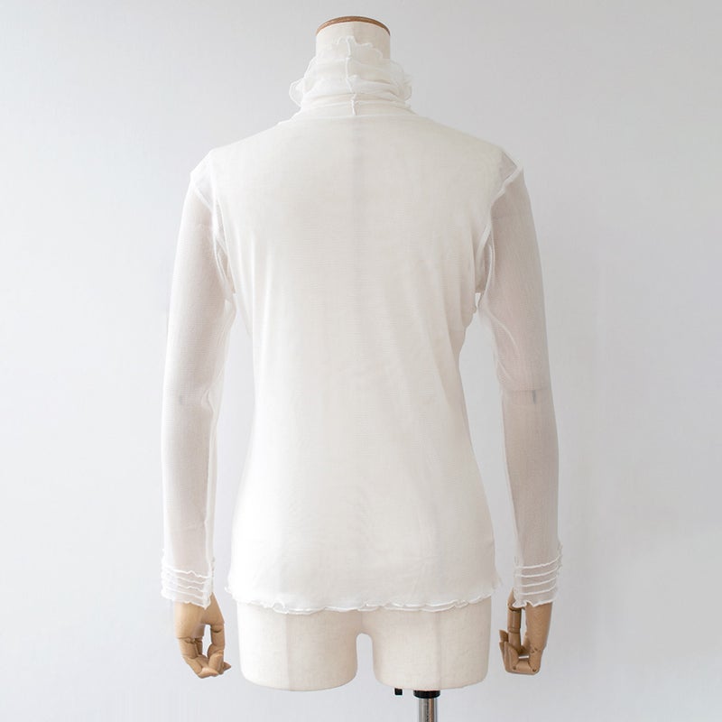 シルク100% メッシュ ハイネック 長袖インナー