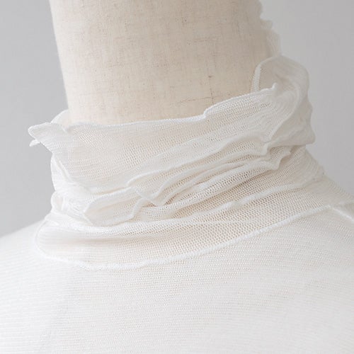 シルク100% メッシュ ハイネック 長袖インナー