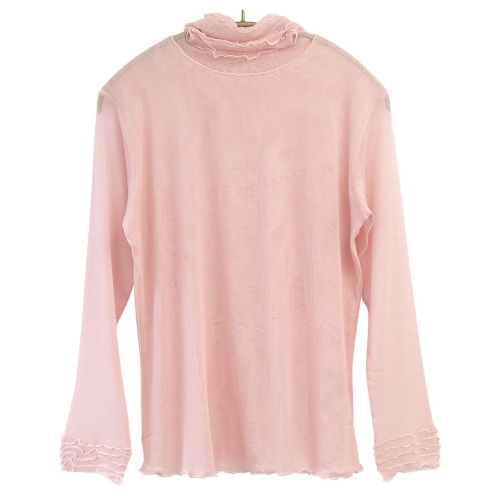 シルク100% メッシュ ハイネック 長袖インナー