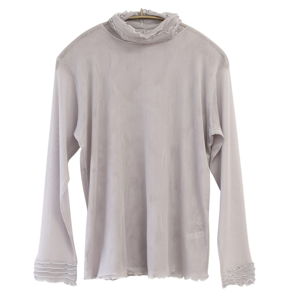 シルク100% メッシュ ハイネック 長袖インナー