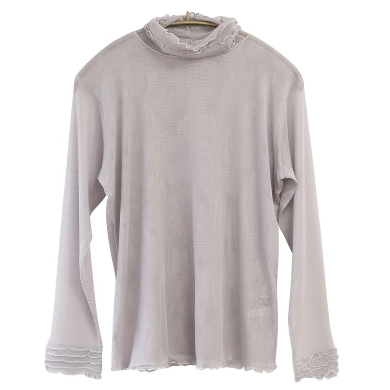 シルク100% メッシュ ハイネック 長袖インナー