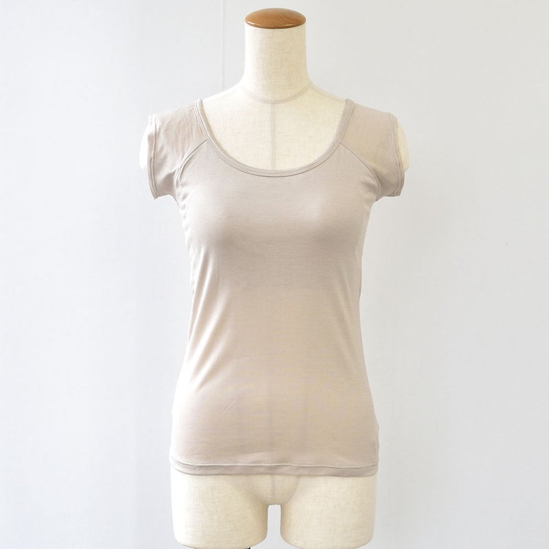 シルク100％ カップ付き 汗取りインナー フレンチ袖 日本製【ふわ肌シルク】
