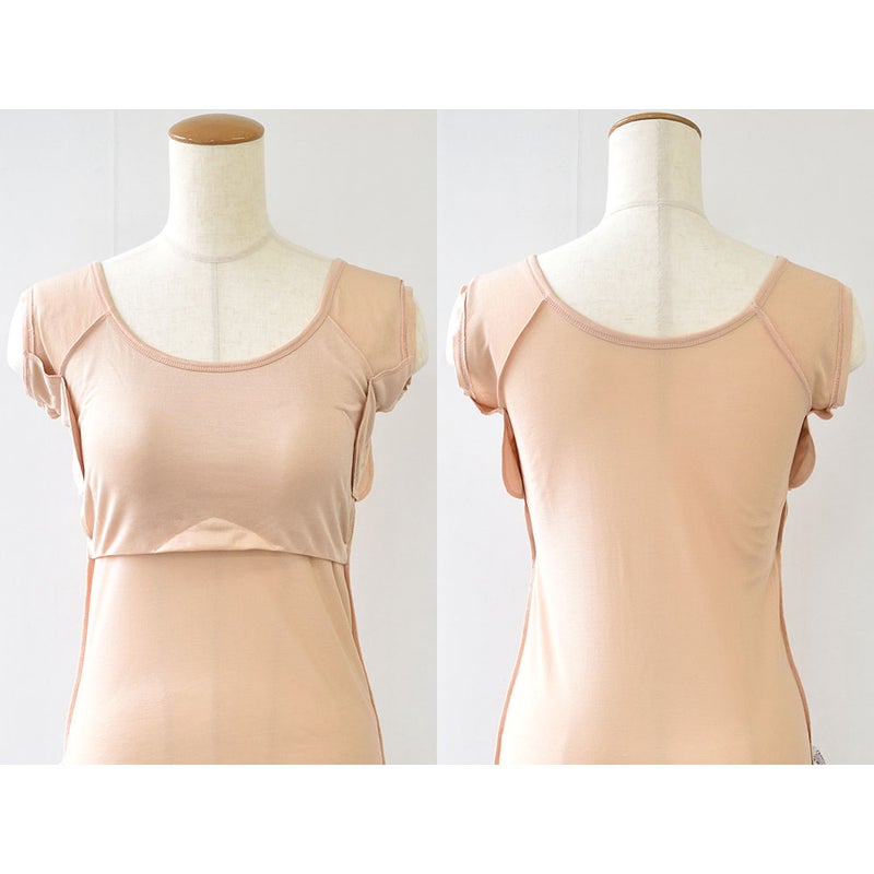 シルク100％ カップ付き 汗取りインナー フレンチ袖 日本製【ふわ肌シルク】