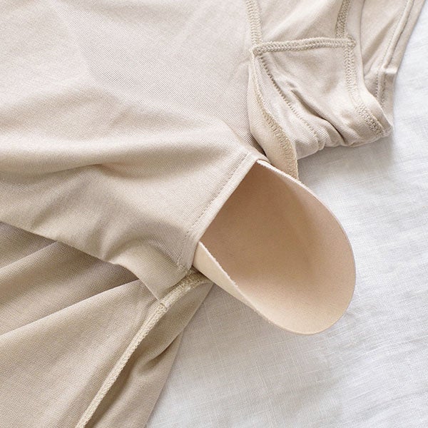 シルク100％ カップ付き 汗取りインナー フレンチ袖 日本製【ふわ肌シルク】