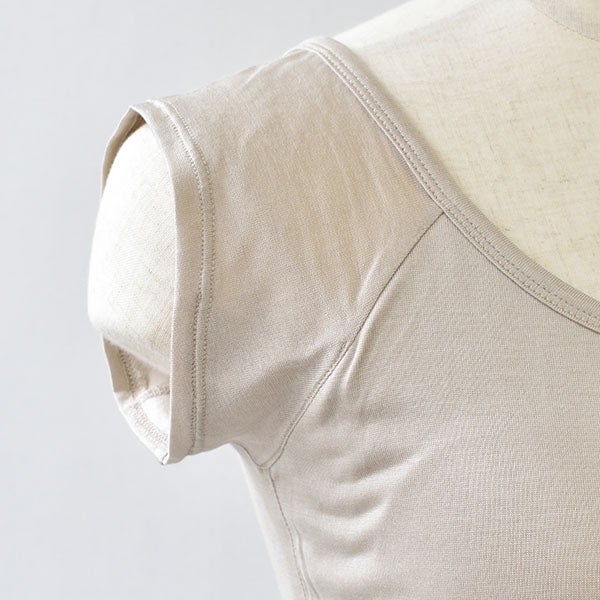 シルク100％ カップ付き 汗取りインナー フレンチ袖 日本製【ふわ肌シルク】