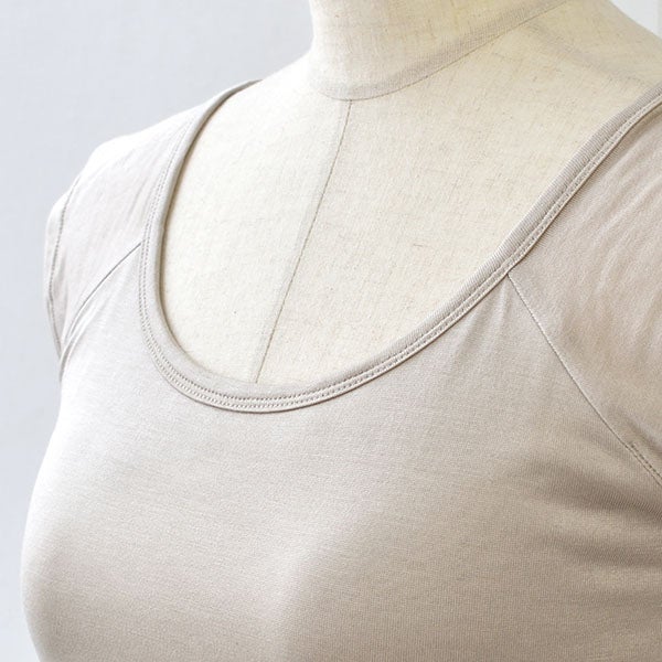 シルク100％ カップ付き 汗取りインナー フレンチ袖 日本製【ふわ肌シルク】