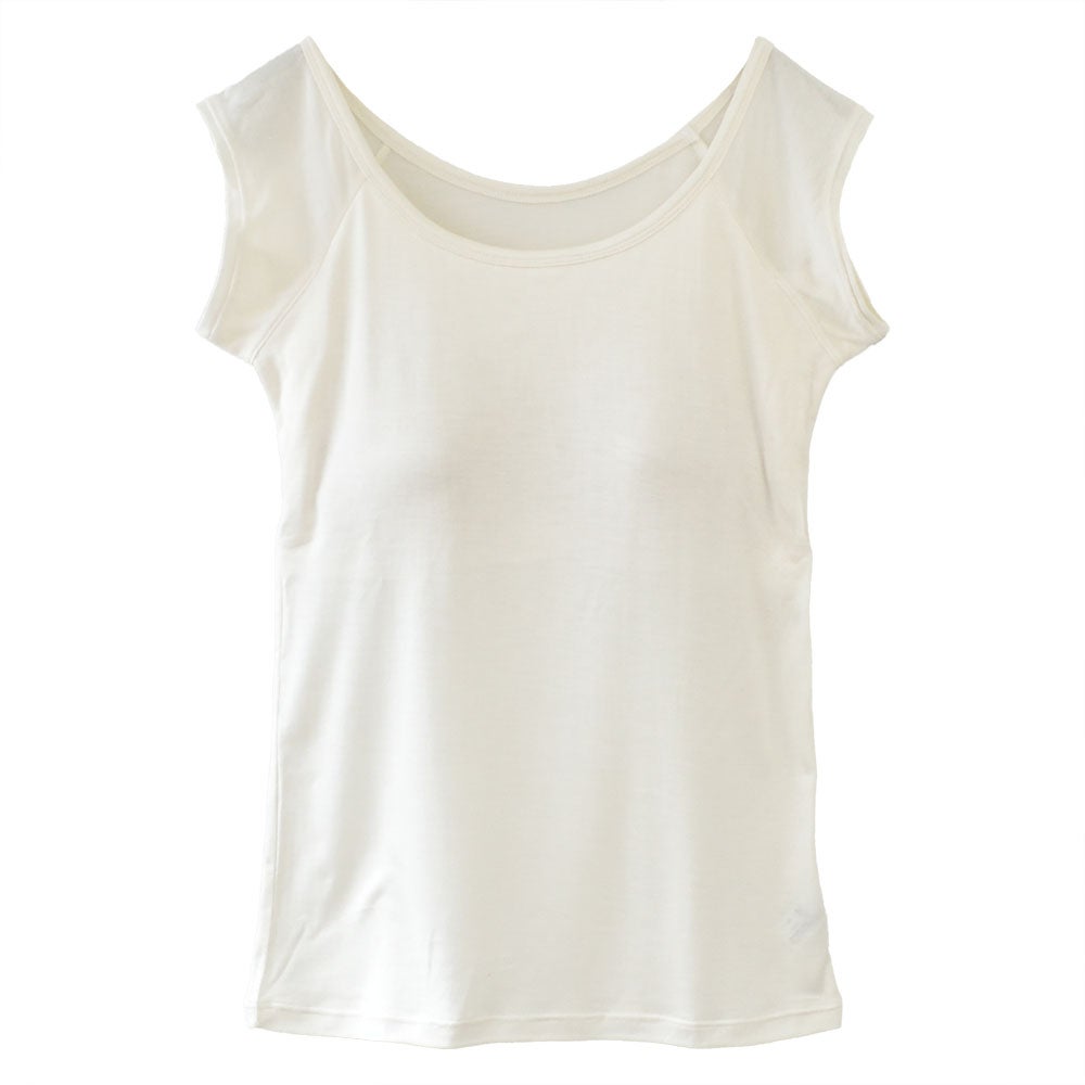 シルク100％ カップ付き 汗取りインナー フレンチ袖 日本製【ふわ肌シルク】