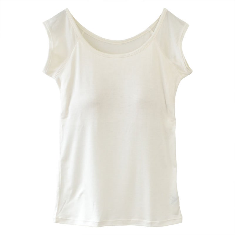 シルク100％ カップ付き 汗取りインナー フレンチ袖 日本製【ふわ肌シルク】