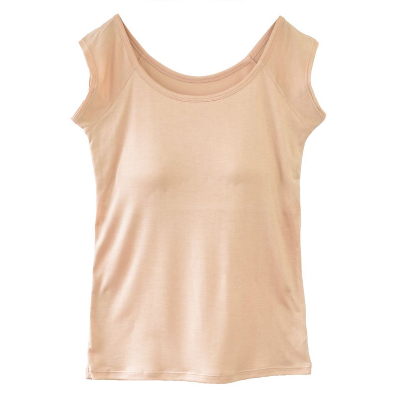 シルク100％ カップ付き 汗取りインナー フレンチ袖 日本製【ふわ肌シルク】