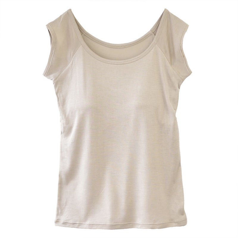 シルク100％ カップ付き 汗取りインナー フレンチ袖 日本製【ふわ肌シルク】