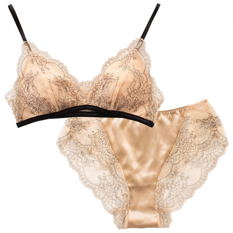 カップ裏シルク ソフトブラ＆ショーツセット 日本製