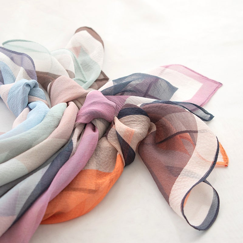 シルク100% シフォン プチスカーフ 70cm