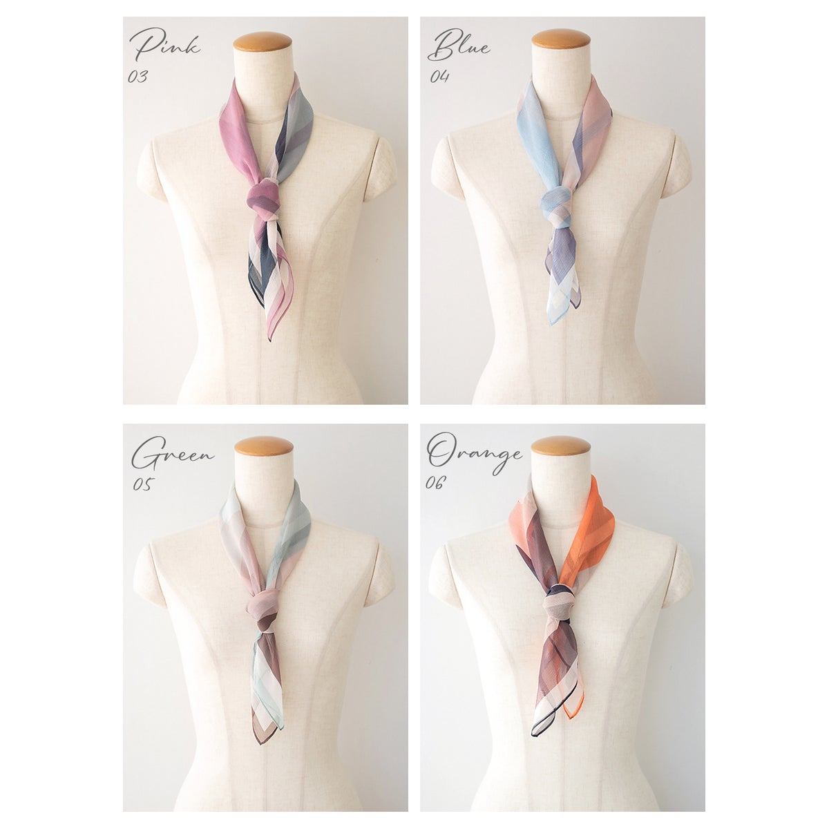 シルク100% シフォン プチスカーフ 70cm