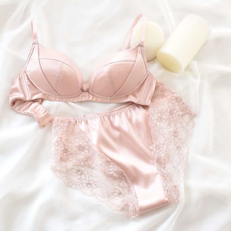 シルクサテン レース付きショーツ 日本製