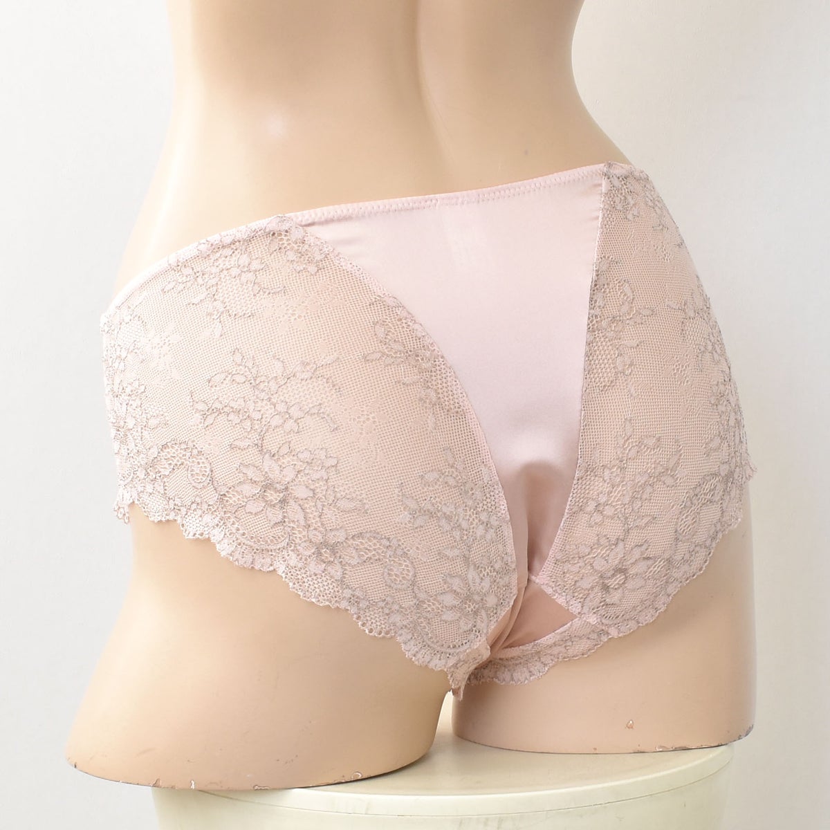シルクサテン レース付きショーツ 日本製