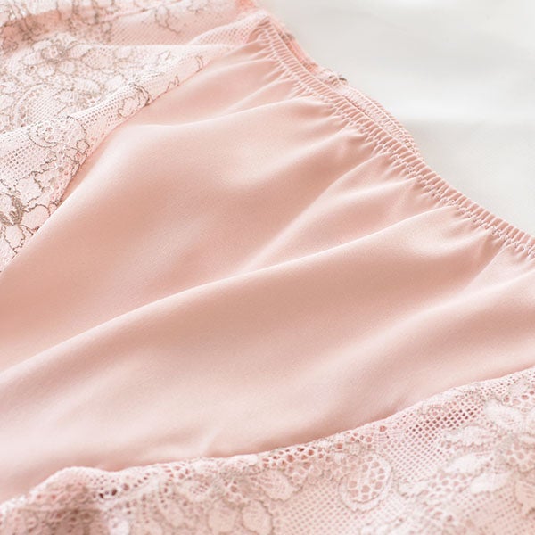 シルクサテン レース付きショーツ 日本製