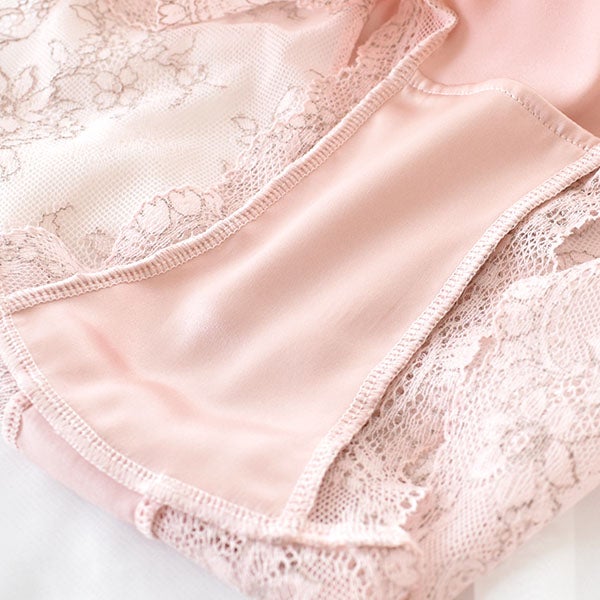 シルクサテン レース付きショーツ 日本製