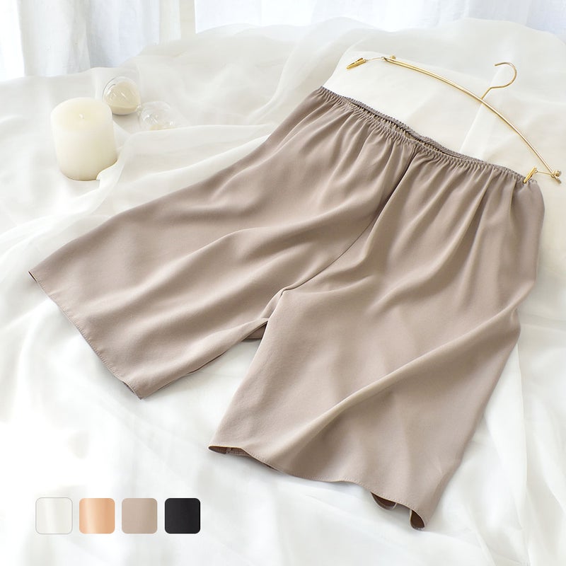 シルクサテン裏使い ペチコート 膝上ショート丈 日本製 19匁