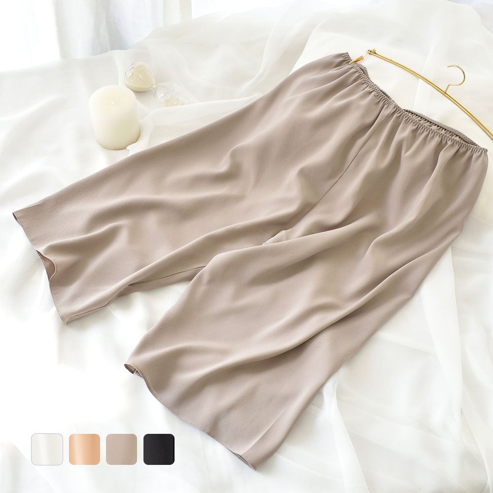 シルクサテン裏使い ペチコート 膝下ロング丈 日本製 19匁