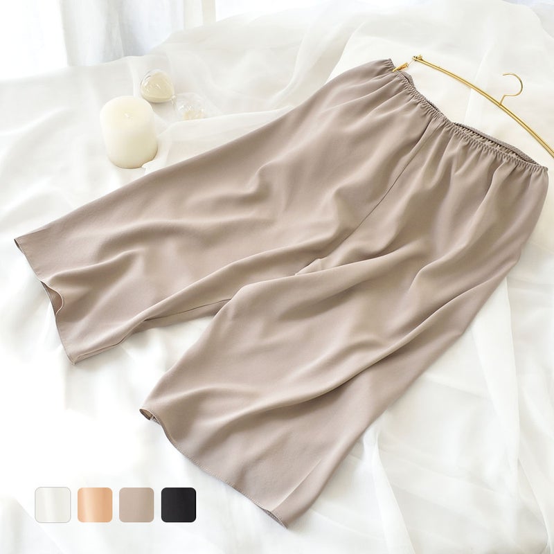 シルクサテン裏使い ペチコート 膝下ロング丈 日本製 19匁