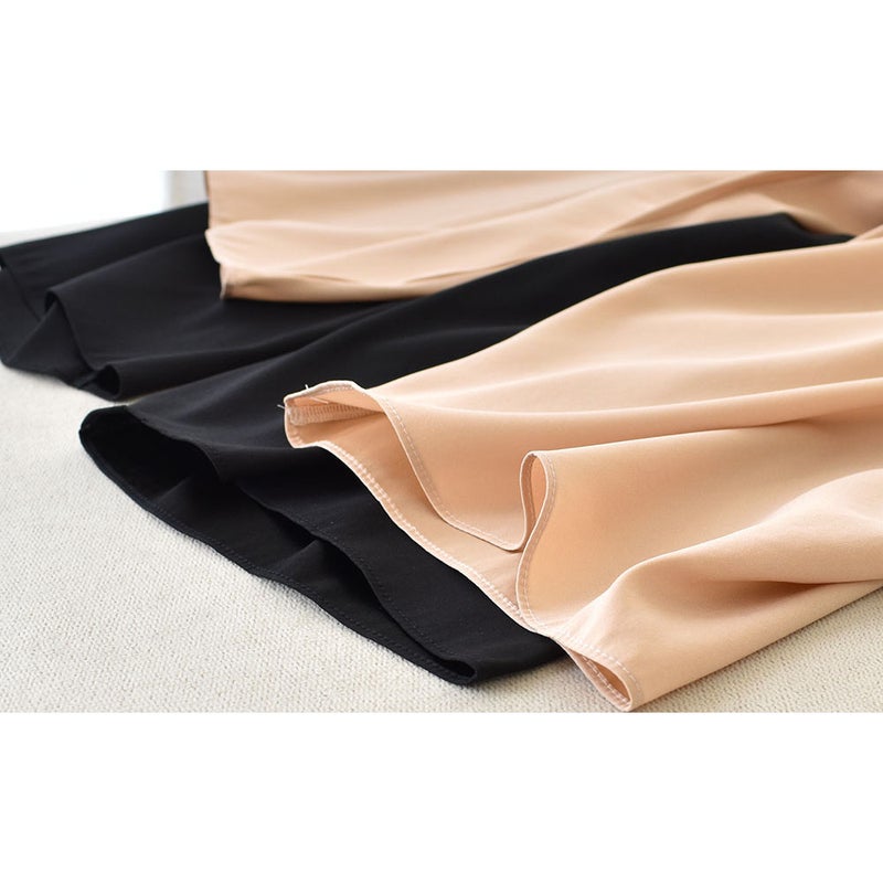 シルクサテン裏使い ペチコート 膝下ロング丈 日本製 19匁