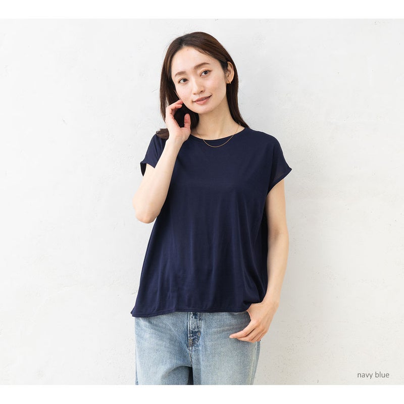 シルク100% ジャージー フレンチ袖トップス 日本製