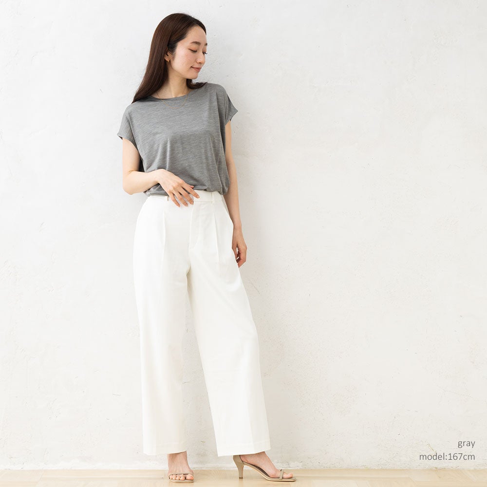 シルク100% ジャージー フレンチ袖トップス 日本製