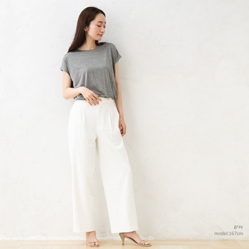 シルク100% ジャージー フレンチ袖トップス 日本製