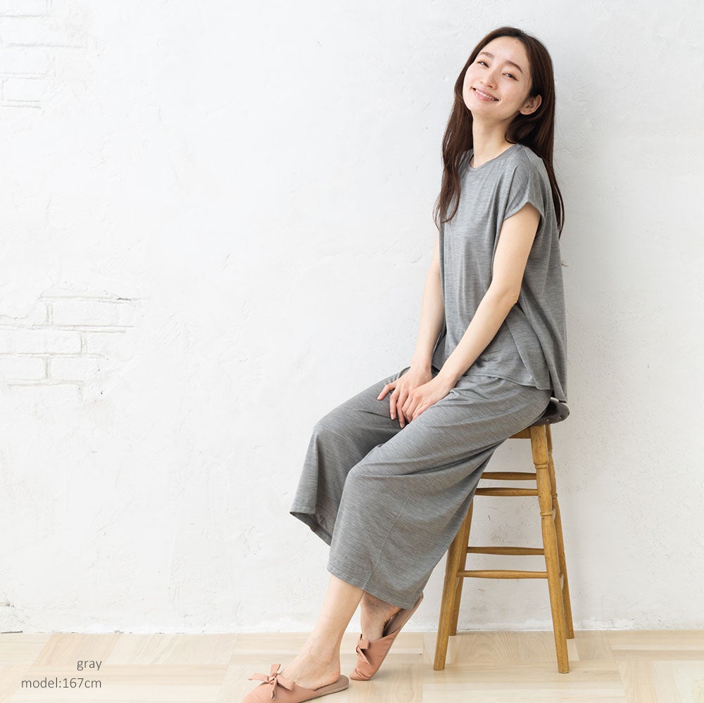 シルク100% ジャージー フレンチ袖トップス 日本製