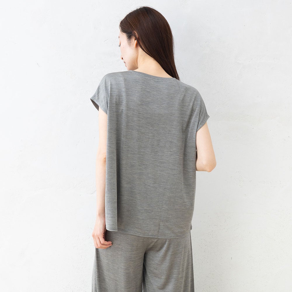 シルク100% ジャージー フレンチ袖トップス 日本製