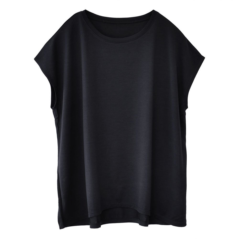 シルク100% ジャージー フレンチ袖トップス 日本製