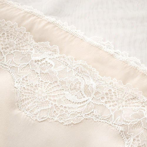 シルクサテン レース付きキャミソール 日本製