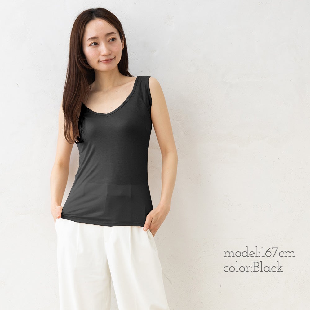シルク100％ 汗取りインナー 日本製 Vネック 【ふわ肌シルク】