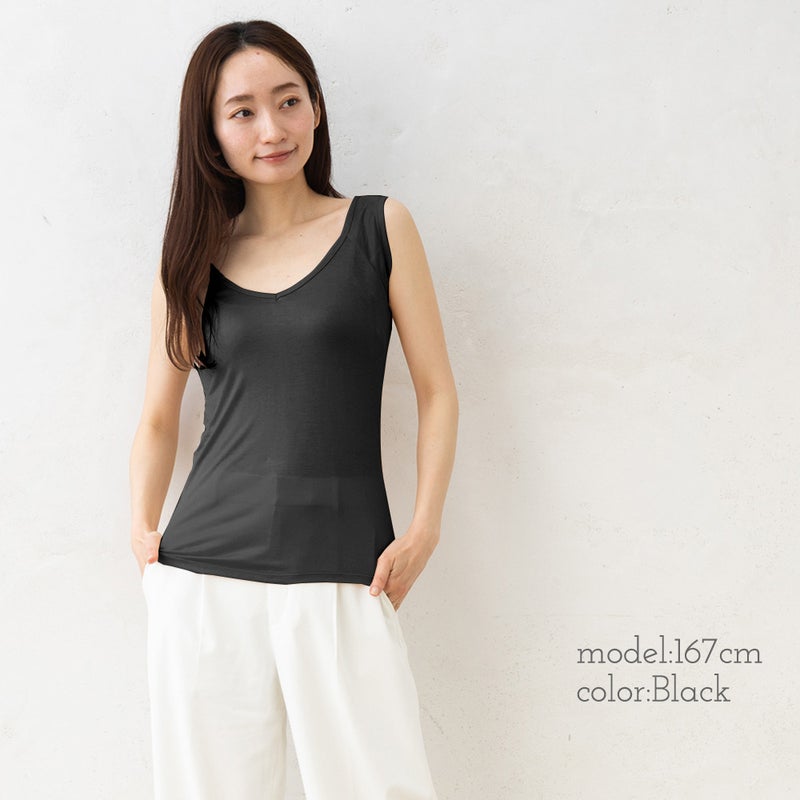 シルク100％ 汗取りインナー 日本製 Vネック 【ふわ肌シルク】
