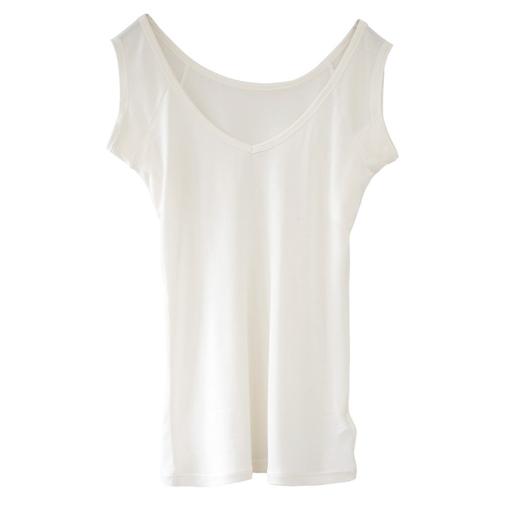 シルク100％ 汗取りインナー 日本製 Vネック 【ふわ肌シルク】