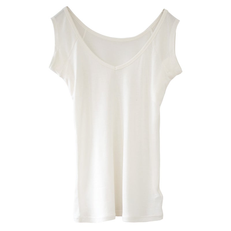 シルク100％ 汗取りインナー 日本製 Vネック 【ふわ肌シルク】