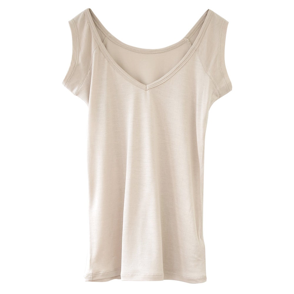 シルク100％ 汗取りインナー 日本製 Vネック 【ふわ肌シルク】