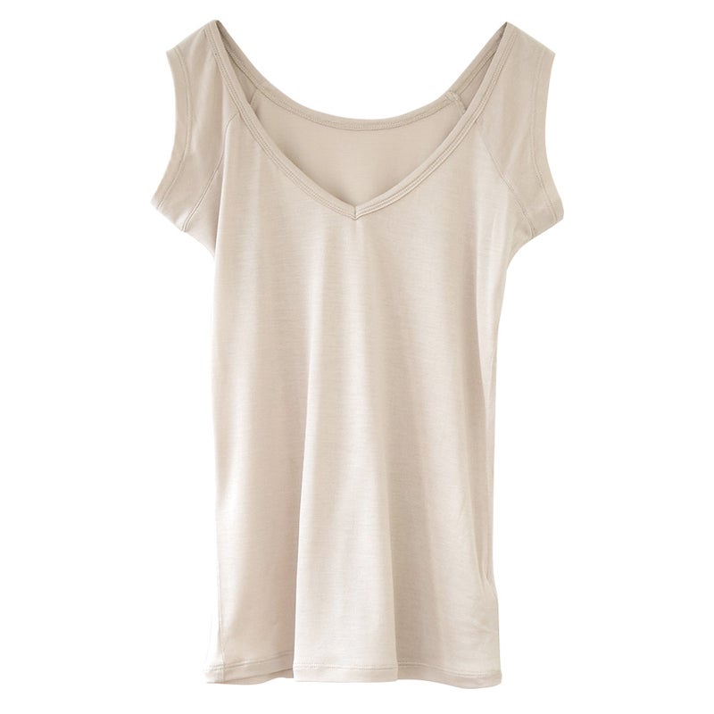 シルク100％ 汗取りインナー 日本製 Vネック 【ふわ肌シルク】