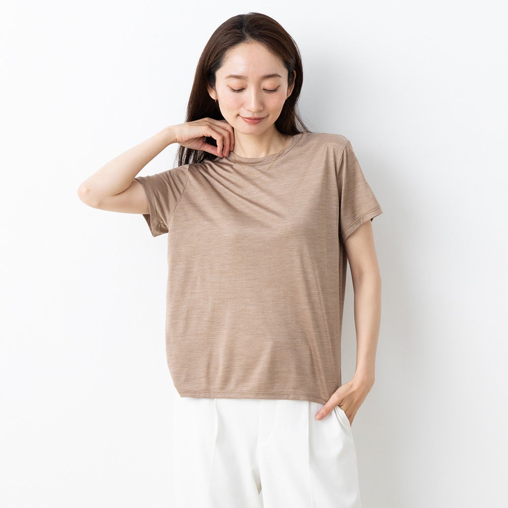 シルク100% ジャージー 汗取り付き 半袖 トップス 日本製