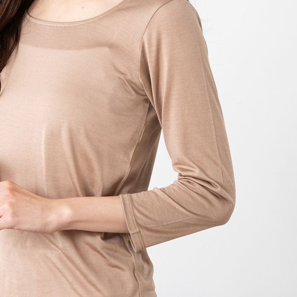 【お得な2枚セット】シルク100％ 汗取りパッド付きインナー 7分袖